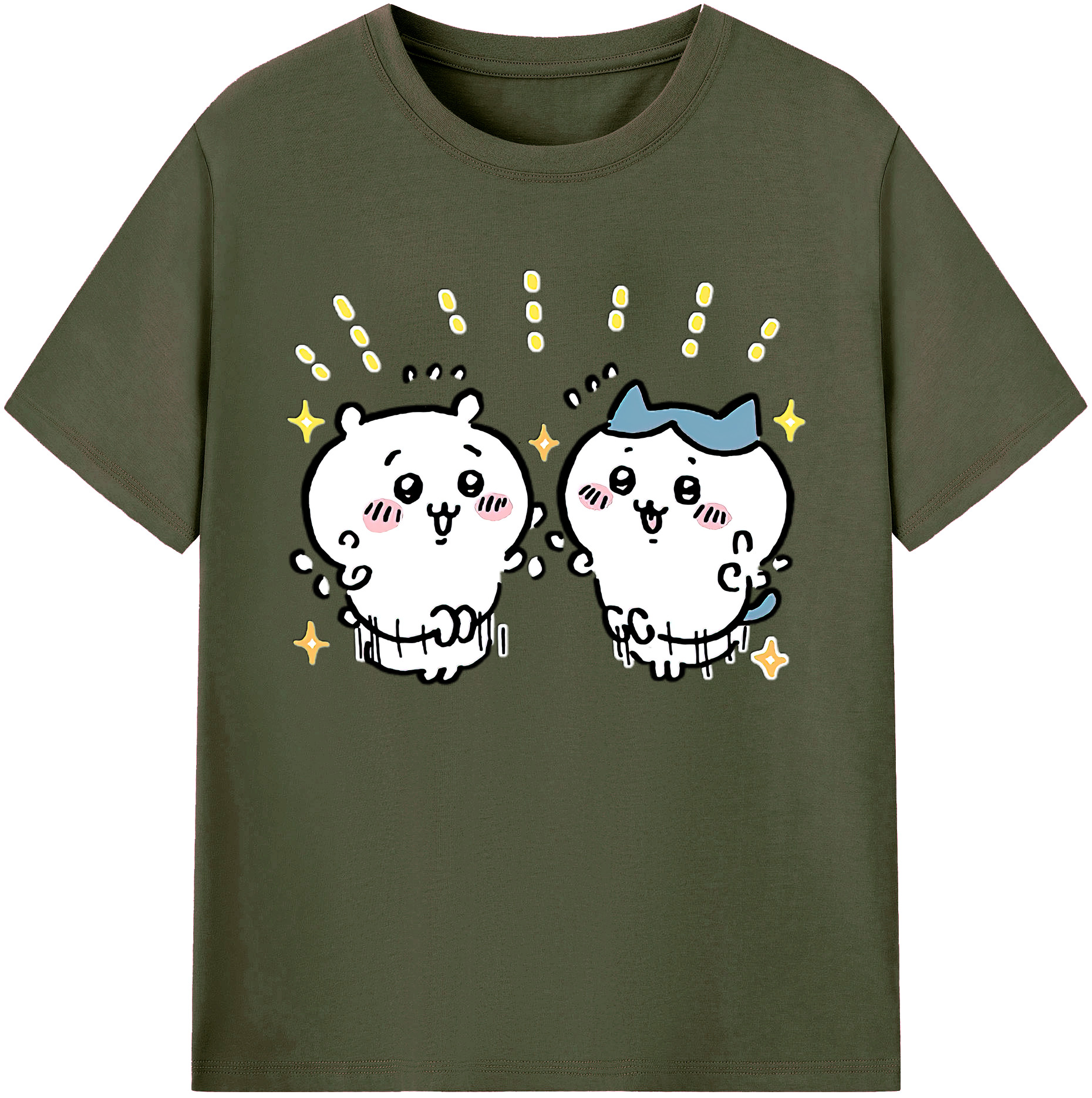 （画像用） ちいかわ ハチワレ Chii-kawa hachiware 綿100％ メンズ半袖Tシャツ｜肌触りやわらか＆通気性